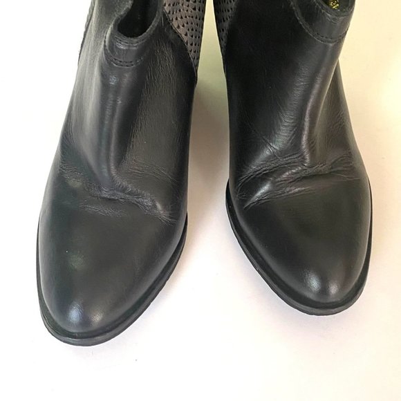 size 38 (US 7) Kaanas leather black ankle booties heel boots reptile back - Picture 6 of 10